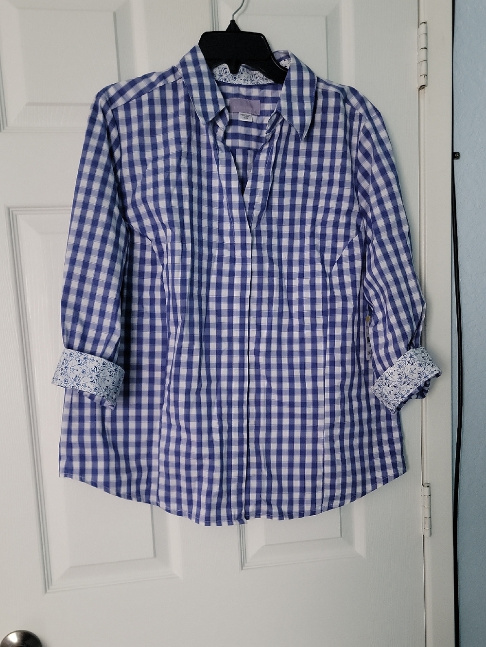 Blue & White Gingham Button-Front Shirt